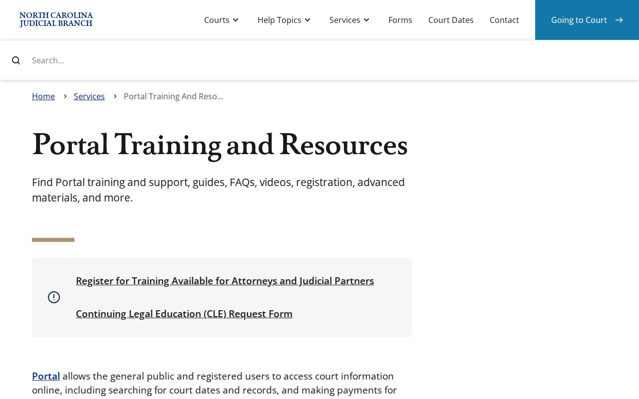 Chowan County case search Portal training and resources