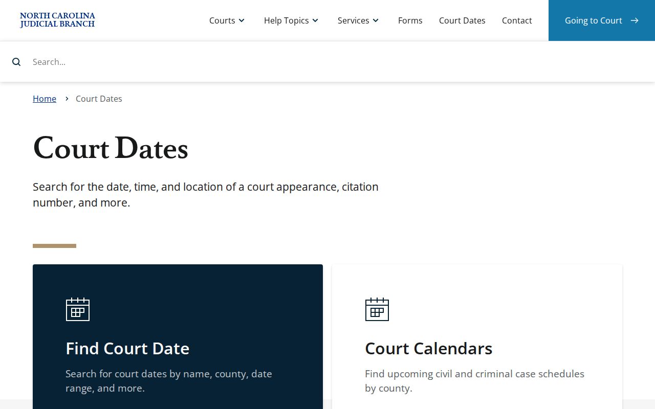 Chowan County court calendar Court Dates guidance