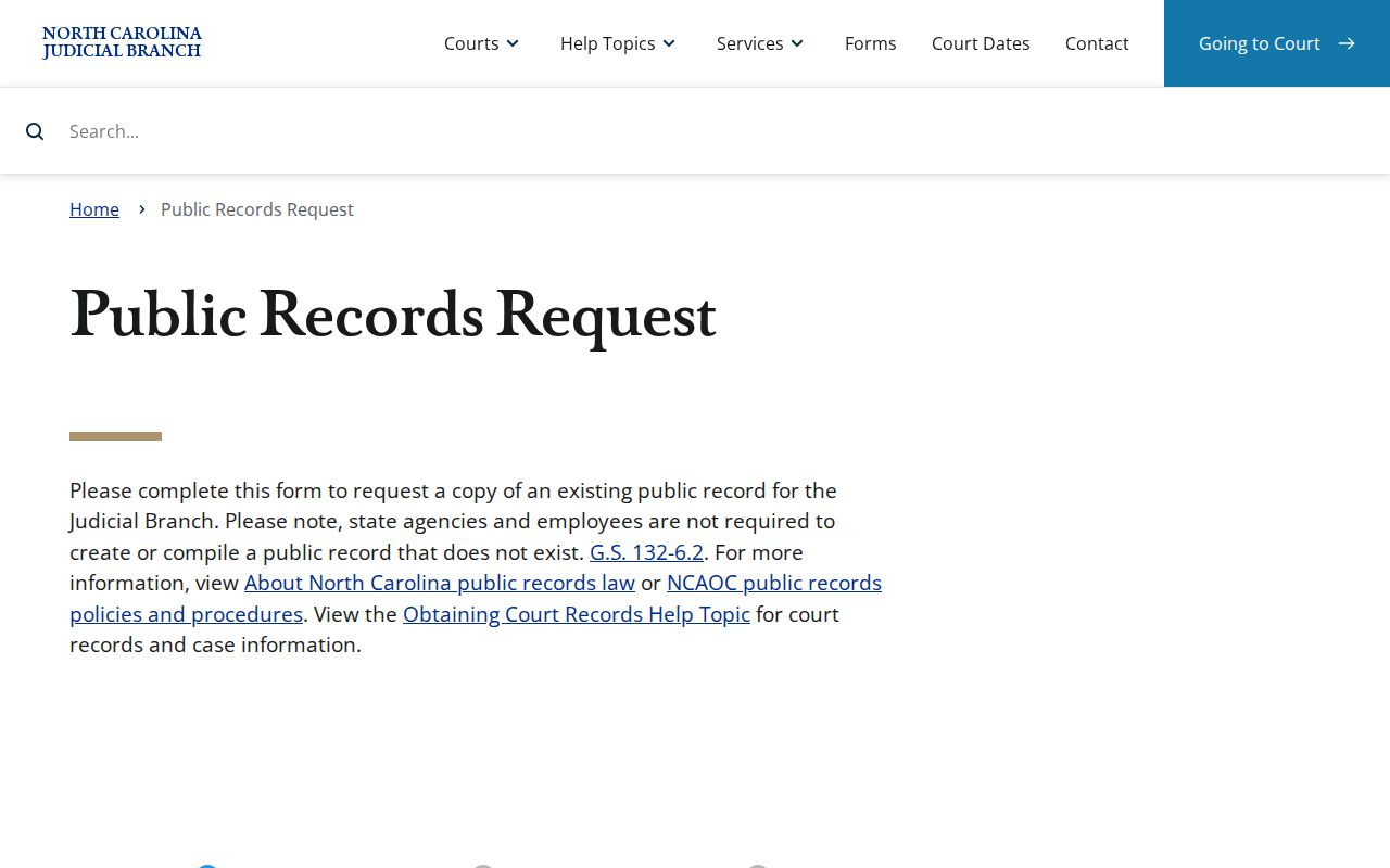 Chowan court records NCAOC administrative public records request form