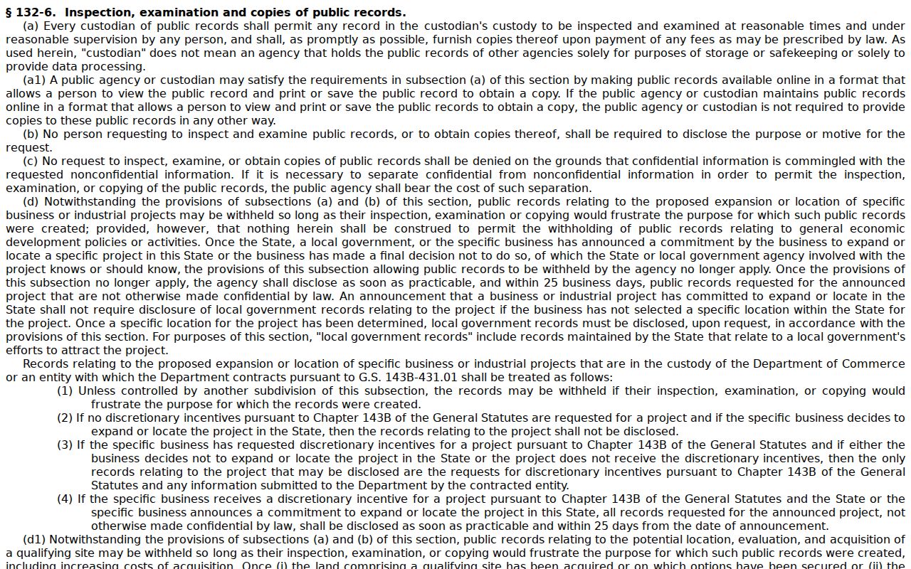 Chowan court records public inspection and copy access statute