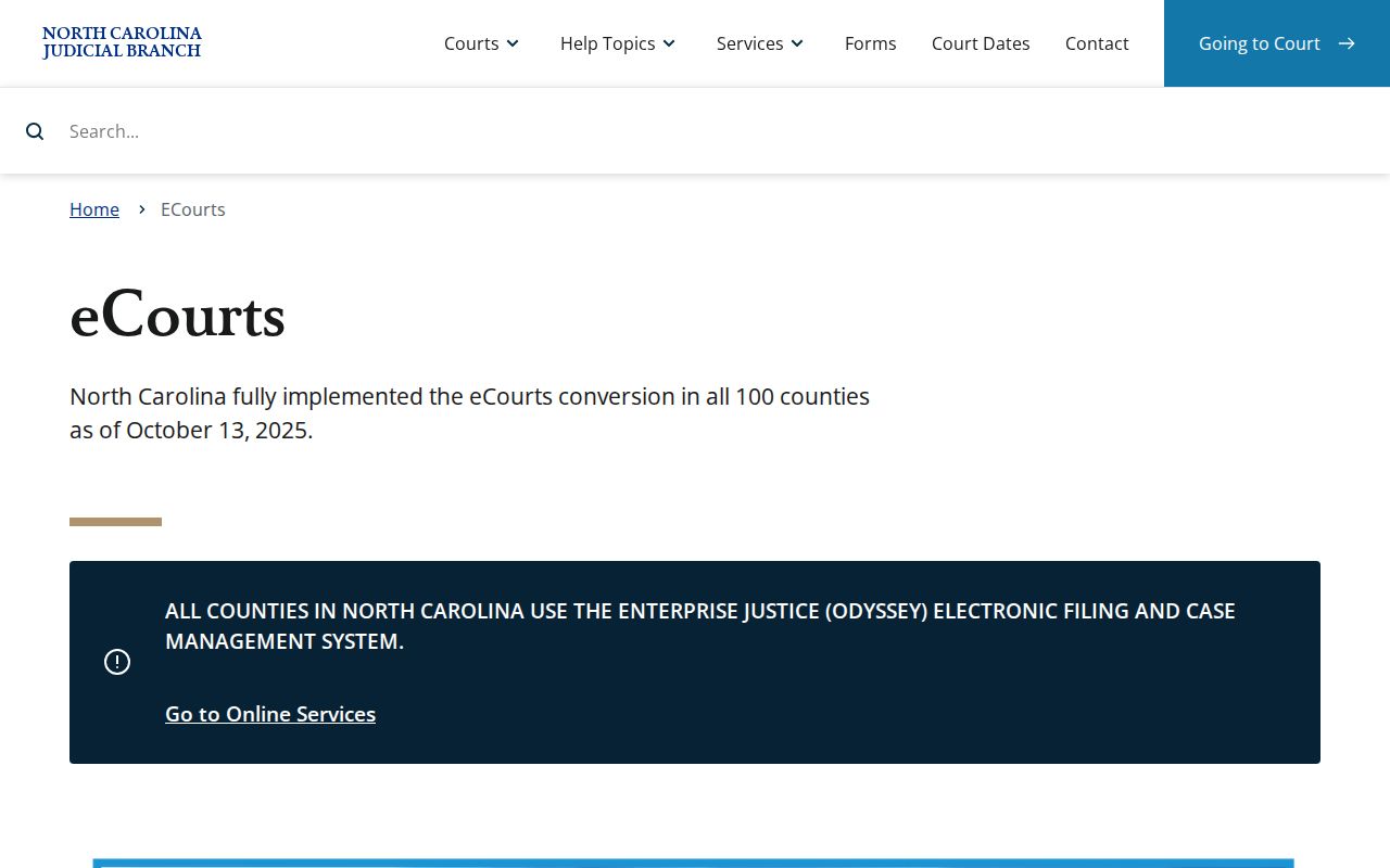 Chowan County court docket access through the North Carolina eCourts page